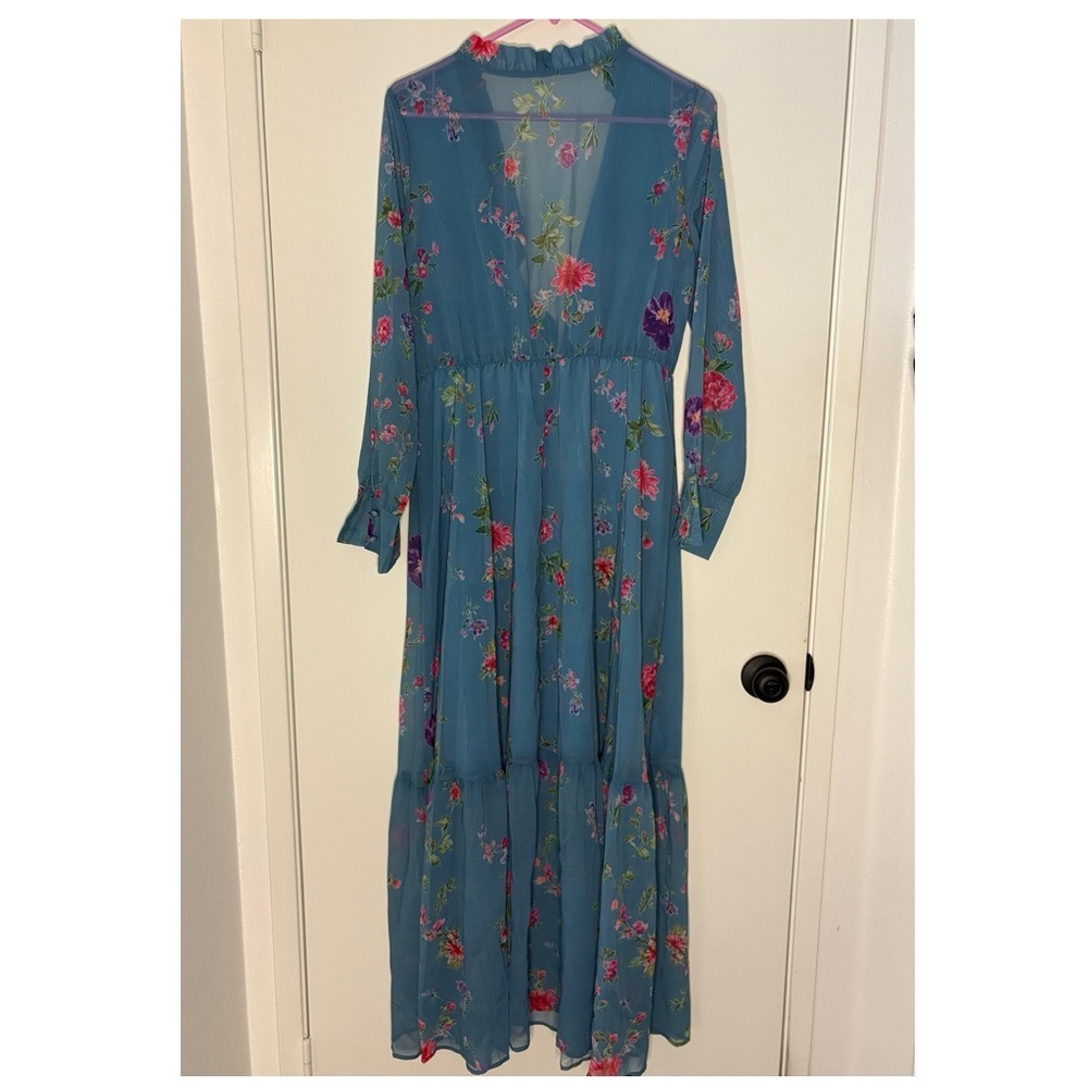 Floral Blue Maxi Dress - Picture 2 of 3